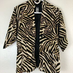 Metrostyle Black and gold Printed linen blend  jacket size 12